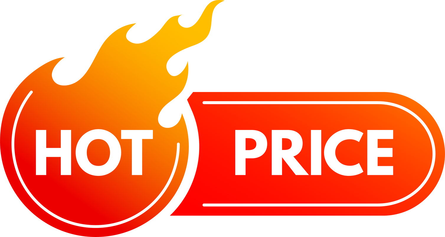 Promo label super deal, hot price label with flame